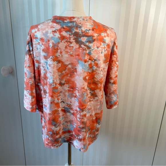 NWT Anne Klein orange blue cumulus tie dyegrenadine comb sweater Size L - Picture 3 of 13